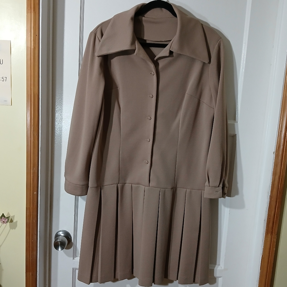 Hand sewn dress, light brown/tan, 1960s